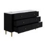 ONLY OPENED - Wide Black Marble Top Fluted Chest Of 6 Drawers - Lucia