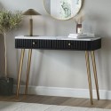 LUU006 Black Marble Effect Top Fluted Dressing Table with Drawers - Lucia