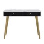 Black Marble Top Fluted Dressing Table with Drawers - Lucia