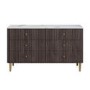 ONLY OPENED - Wide Dark Wood Marble Top Fluted Chest of 6 Drawers - Lucia