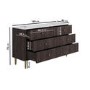 ONLY OPENED - Wide Dark Wood Marble Top Fluted Chest of 6 Drawers - Lucia