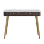 Dark Wood Marble Top Fluted Dressing Table with Drawers - Lucia