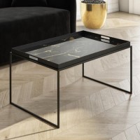 Black & Gold Coffee Table - Large Tray - Lux