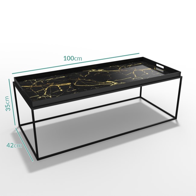 Black & Gold Coffee Table - Large Tray - Lux