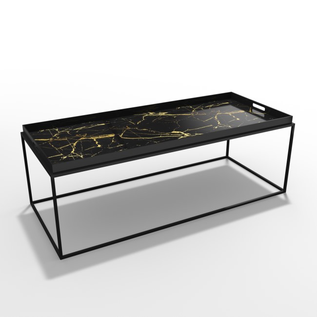 Black & Gold Coffee Table - Large Tray - Lux