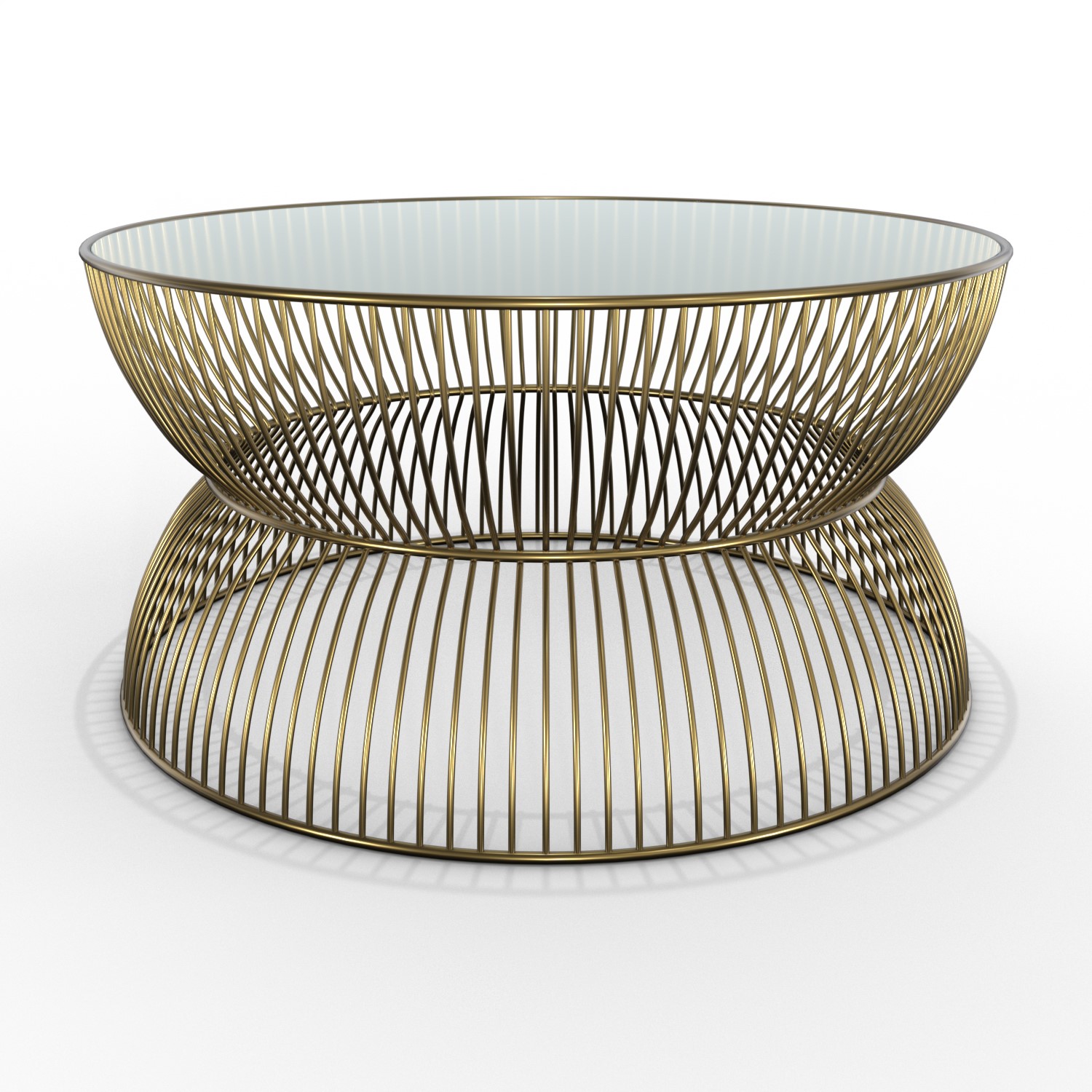 Gold Round Basket Coffee Table With Glass Top Lux Furniture123