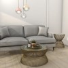 Gold Round Basket Coffee Table with Glass Top - Lux