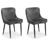 Grey Quilted Velvet Tub Chairs with Black Legs - Set of 2 - Luxe