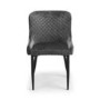 Grey Quilted Velvet Tub Chairs with Black Legs - Set of 2 - Luxe
