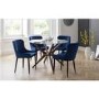 Blue Quilted Velvet Tub Chairs with Black Legs - Set of 2 - Luxe