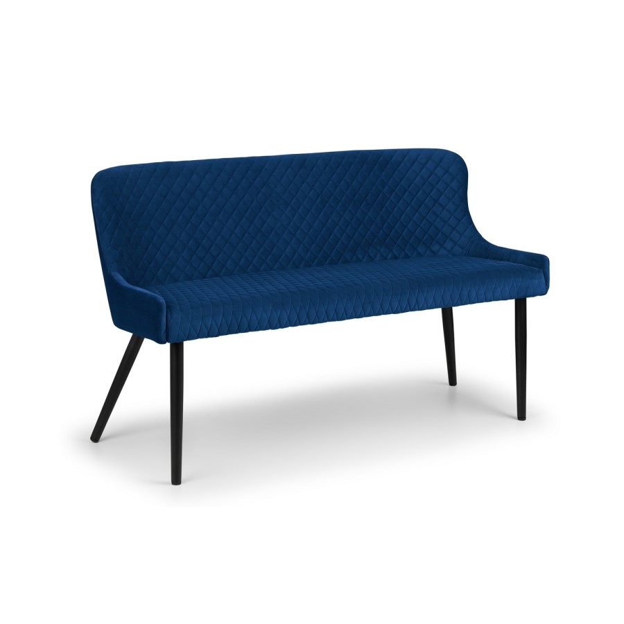 Julian Bowen Luxe High Back Dining Bench in Blue