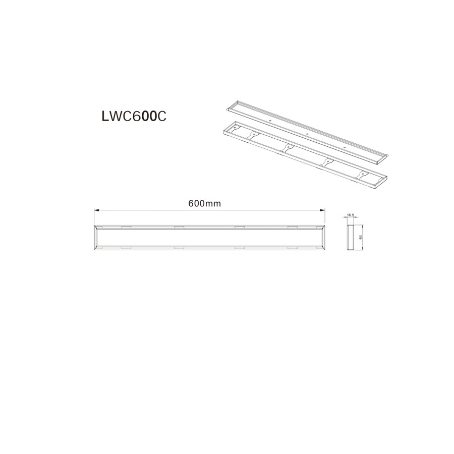 Chrome 600mm Linear Waste Cover - Lagoon