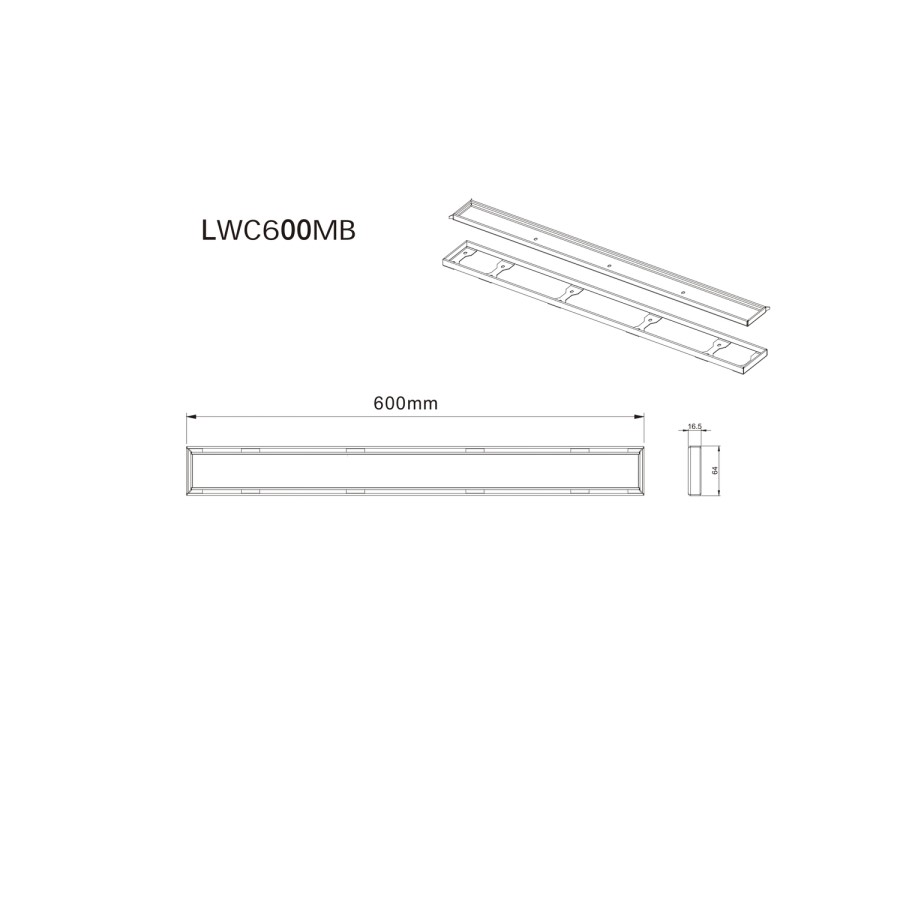Black 600mm Linear Waste Cover - Lagoon
