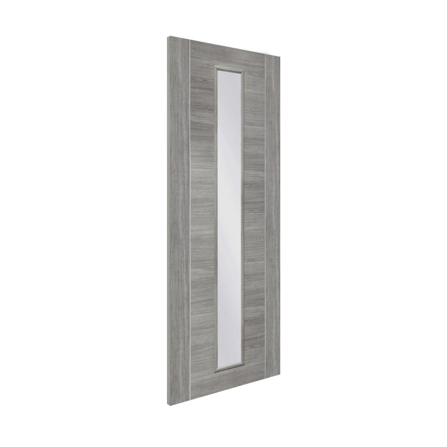 Internal Laminate White Grey Forli with Clear Glass - Pre-Finished, 2040 x 726 x 40 mm