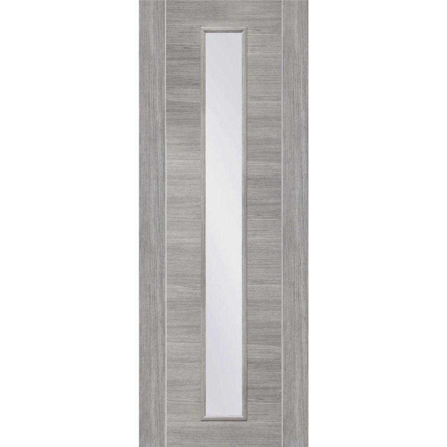 Internal Laminate White Grey Forli with Clear Glass - Pre-Finished, 2040 x 926 x 40 mm