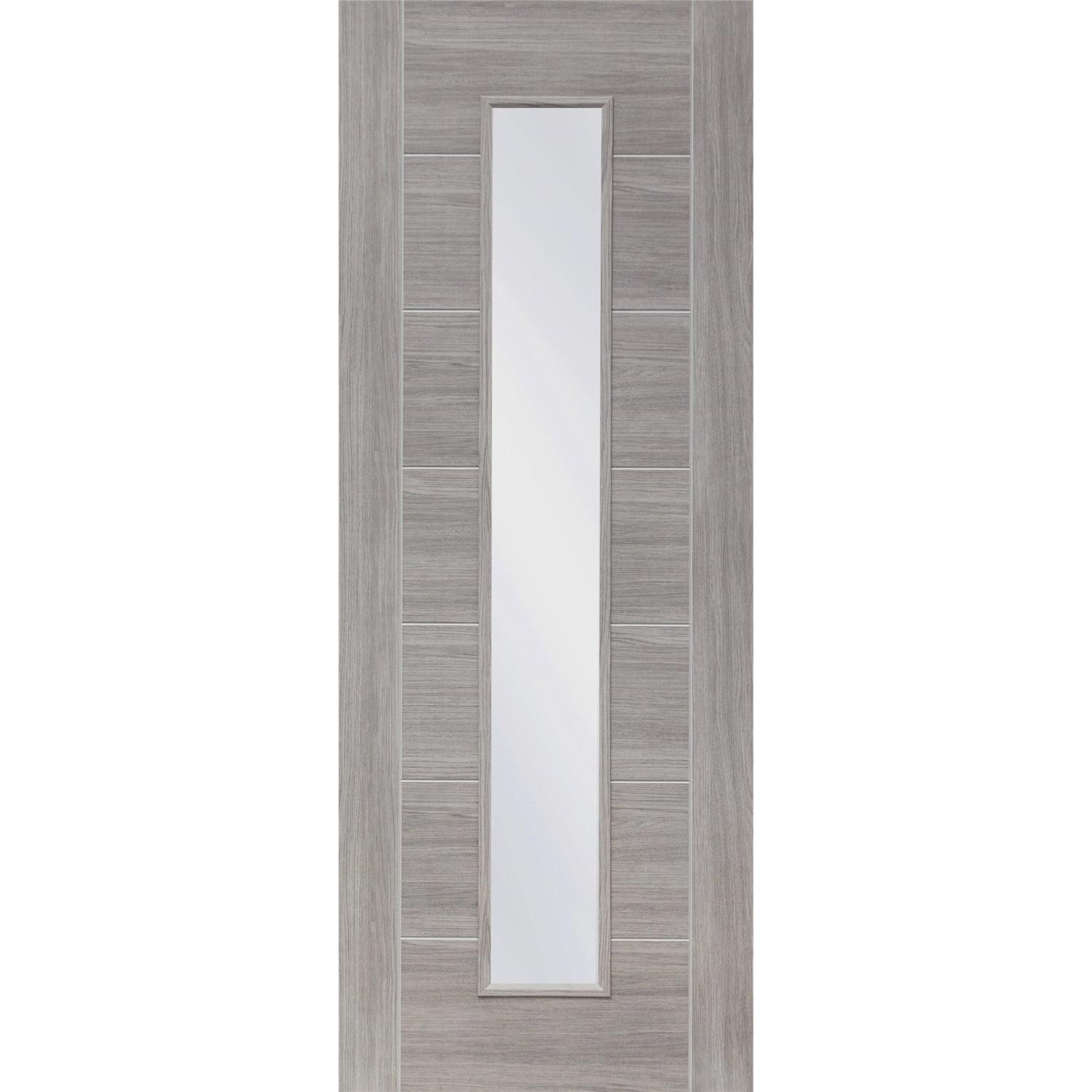 Xl Joinery Grey Internal Laminate Glazed Door With Clear Glass - Pre-Finished - 1981 X 838 X 35Mm - Palermo