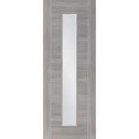 Internal Laminate White Grey Palermo with Clear Glass - Pre-Finished, 2040 x 826 x 40 mm