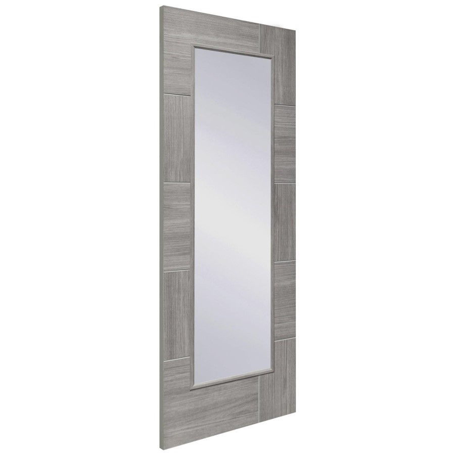 Internal Laminate White Grey Ravenna with Clear Glass - Pre-Finished, 2040 x 726 x 40 mm