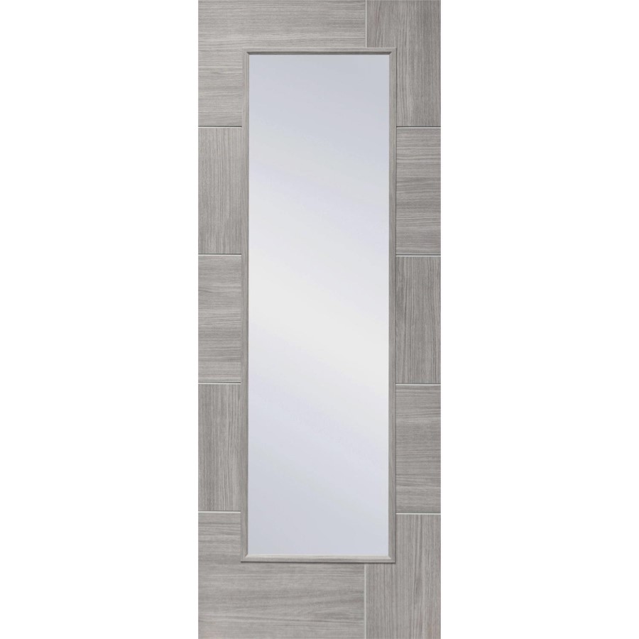 Internal Laminate White Grey Ravenna with Clear Glass - Pre-Finished, 2040 x 926 x 40 mm