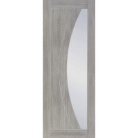 Internal Laminate White Grey Salerno with Clear Glass - Pre-Finished, 2040 x 726 x 40 mm