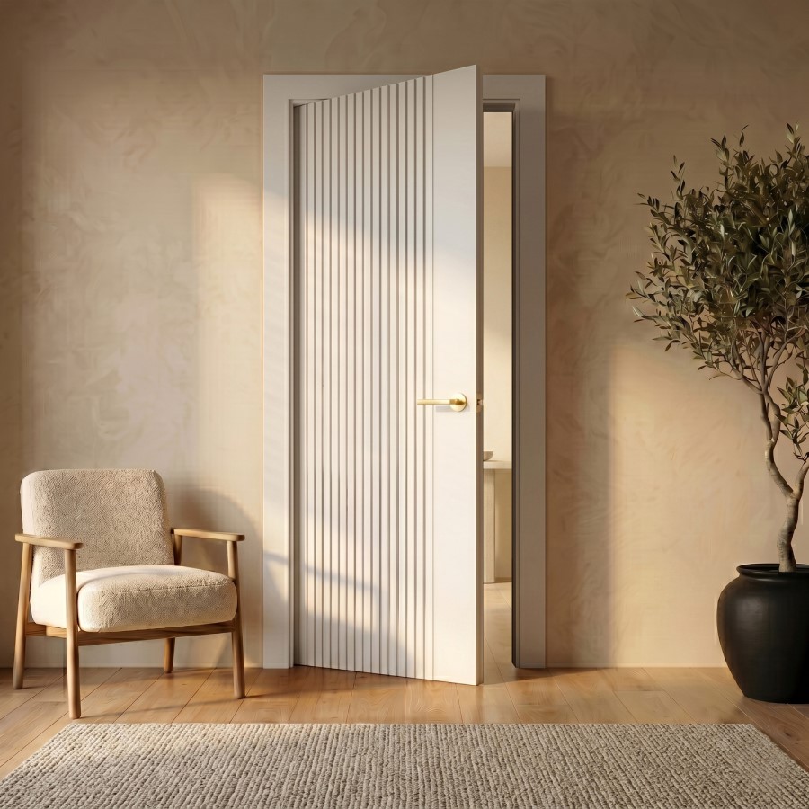 Internal White Laminate Glazed Door with Clear Glass - Pre-Finished - 1981 x 838 x 35mm - Stria - XL Joinery