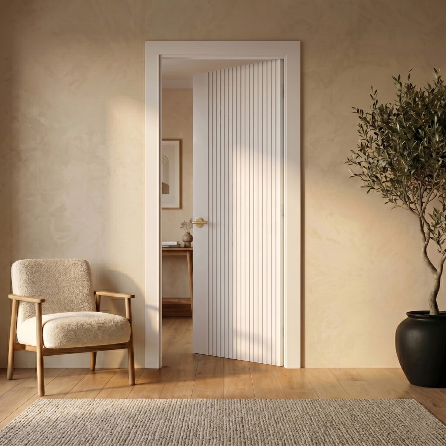 Internal White Laminate Door - Pre-Finished - 1981 x 762 x 35mm - Stria - XL Joinery