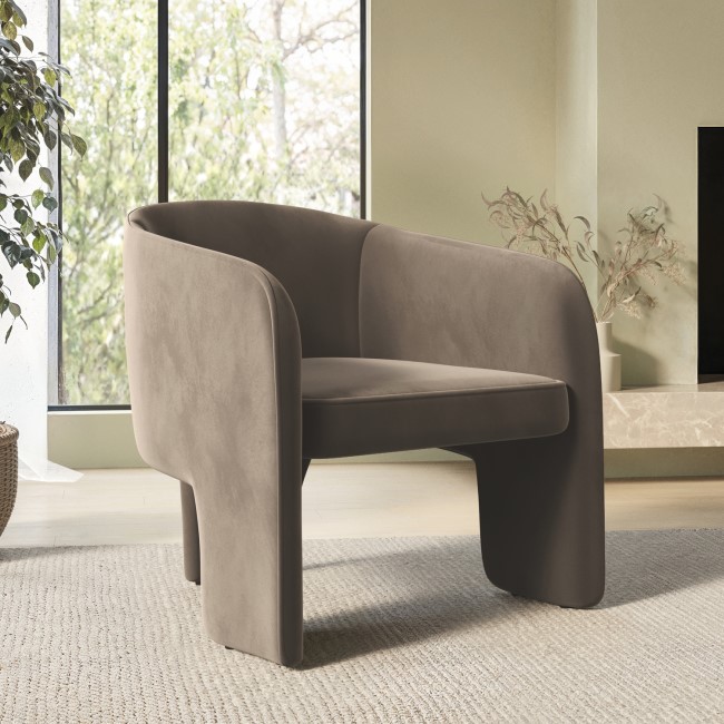 Mink Velvet Curved Accent Chair - Lyanna