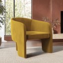 LYA002 Mustard Velvet Curved Accent Chair - Lyanna