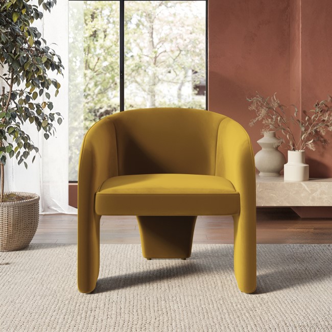 Mustard Velvet Curved Accent Chair - Lyanna