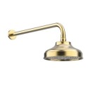 LYBBSHWA Brushed Brass Traditional 200mm Shower Head & Wall Arm - Lyla