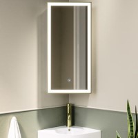 Single Door Corner Brass Mirrored Bathroom Cabinets with Lights 300 x 600mm - Lykos Single Door Corner Brass Mirrored Bathroom Cabinets with Lights 300 x 600mm - Lykos