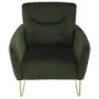 Green Velvet Armchair with Gold Hairpin Legs - Lyle