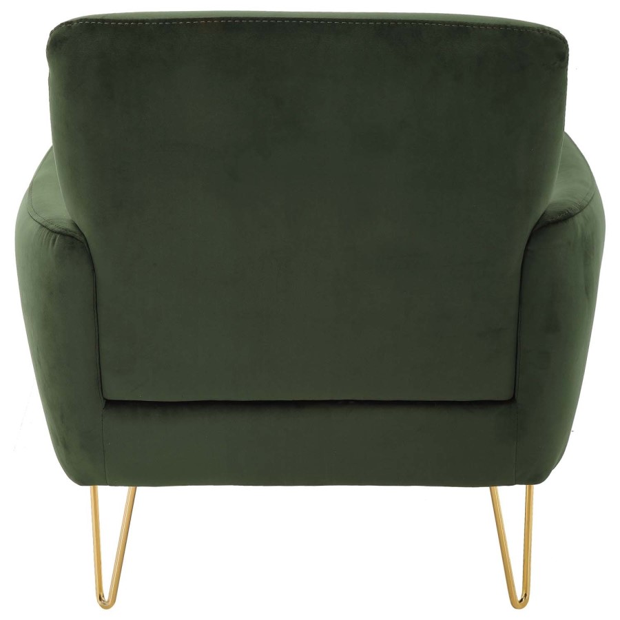 GRADE A2 - Green Velvet Armchair with Gold Hairpin Legs - Lyle