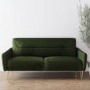 GRADE A1 - Green Velvet Two Seater Sofa with Gold Hairpin Legs - Lyle