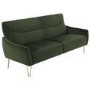 GRADE A1 - Green Velvet Two Seater Sofa with Gold Hairpin Legs - Lyle