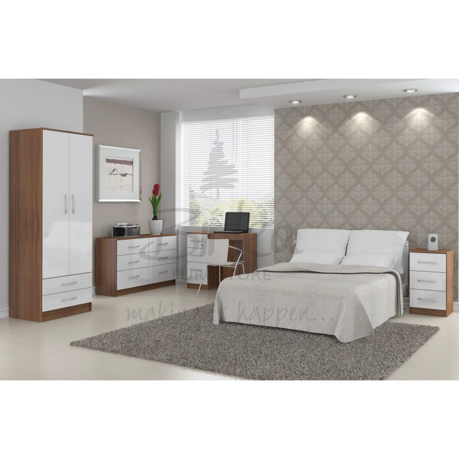 GRADE A2 - Light cosmetic damage - Birlea Furniture Lynx & 6 Drawer Chest in walnut/white