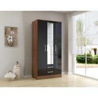 Birlea Furniture Lynx & 3 Door 2 Drawer Wardrobe With Mirror in black/walnut