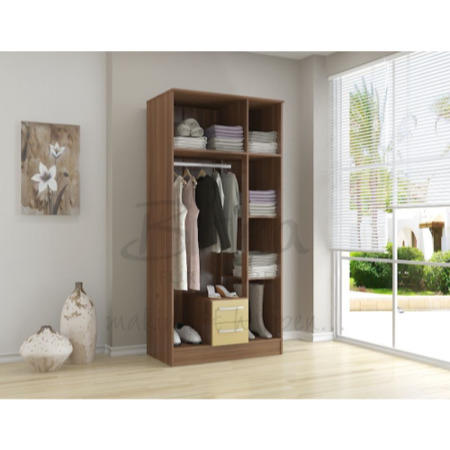 Birlea Furniture Lynx & 3 Door 2 Drawer Wardrobe With Mirror in walnut/cream