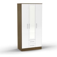 Birlea Furniture Lynx & 3 Door 2 Drawer Wardrobe With Mirror in walnut/white