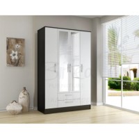 Birlea Furniture Lynx & 4 Door 2 Drawer Wardrobe With Mirror in black/white