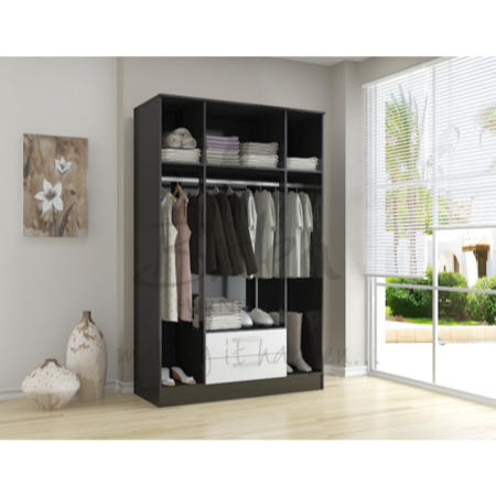 Birlea Furniture Lynx & 4 Door 2 Drawer Wardrobe With Mirror in black/white