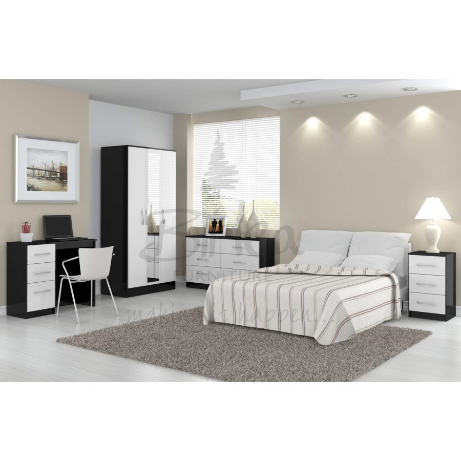 Birlea Furniture Lynx & 3 Drawer Dressing Table in black/white
