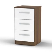 Birlea Furniture Lynx & 3 Drawer Bedside Table in walnut/white