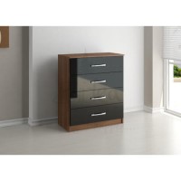 Birlea Furniture Lynx & 4 Drawer Chest in black/walnut