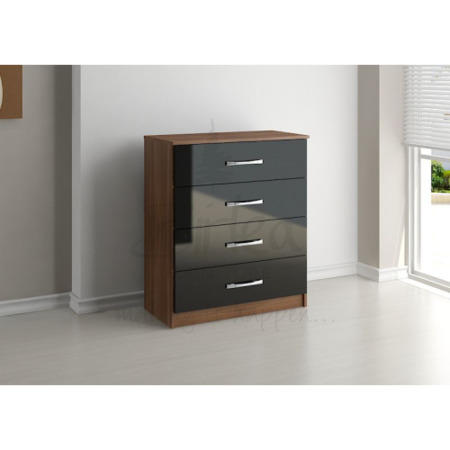 Birlea Furniture Lynx & 4 Drawer Chest in black/walnut