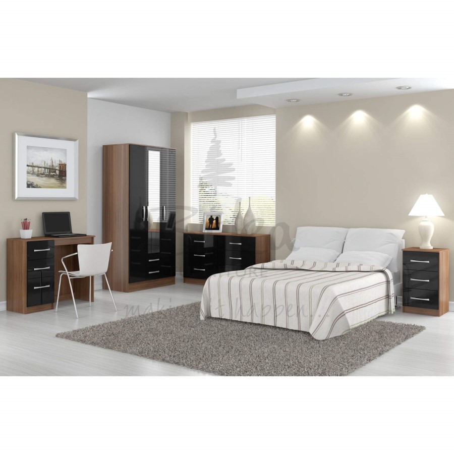 Birlea Furniture Lynx & 6 Drawer Chest in black/walnut