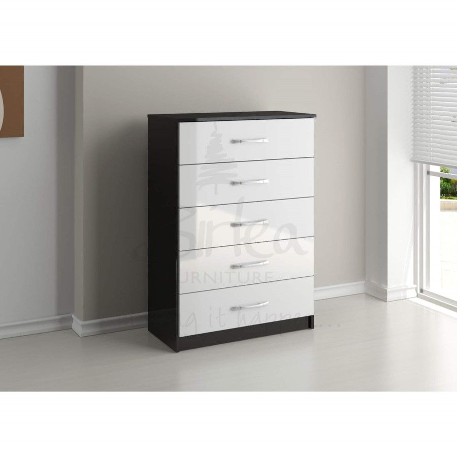 Birlea Furniture Lynx & 5 Drawer Chest in black/white