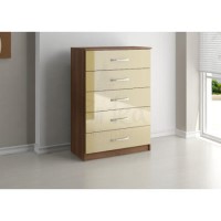 Birlea Furniture Lynx & 5 Drawer Chest in walnut/cream