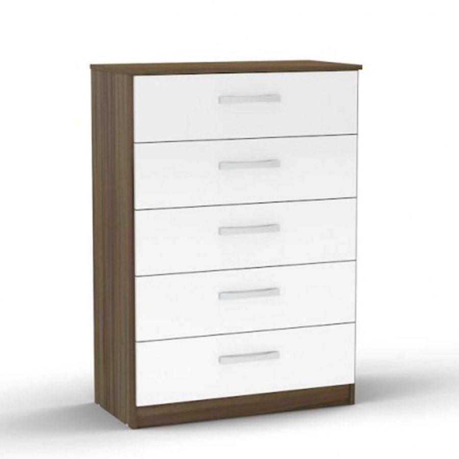 Birlea Furniture Lynx & 5 Drawer Chest in walnut/white
