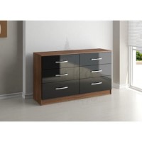 Birlea Furniture Lynx & 6 Drawer Chest in black/walnut